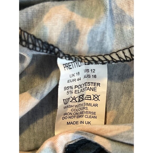 PrettyLittleThing T Shirt Mini Dress Womens 12 Camo Green Orange Casual Fall - Picture 4 of 9